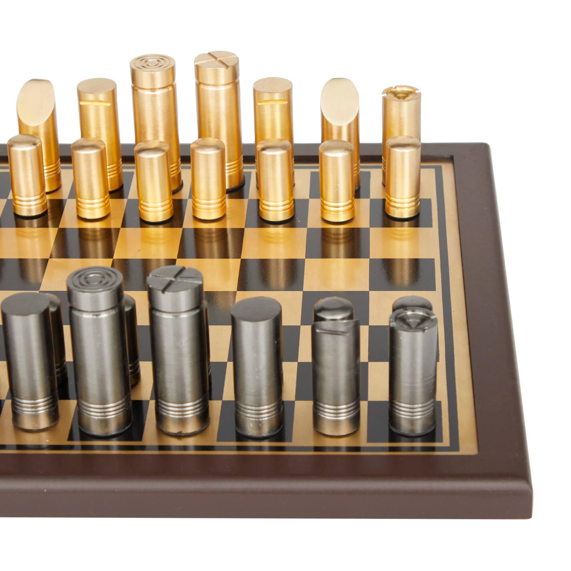 Gold Aluminum Contemporary Game Set, 14" x 14" x 4"